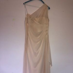 Blush bridal dress one sided strap